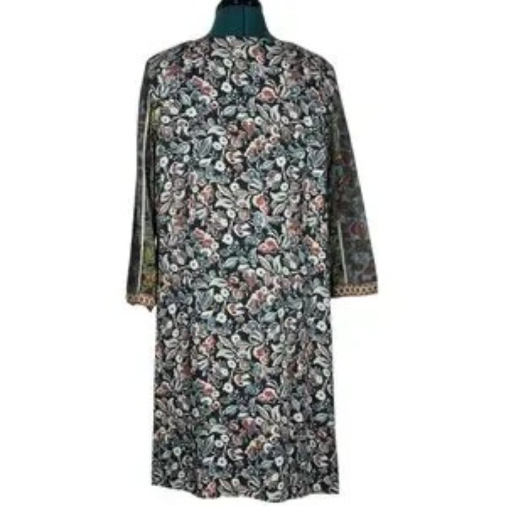 Sundance Boho Mixed Print Patchwork V-Neck Shift Dress Size Small - Picture 6 of 8